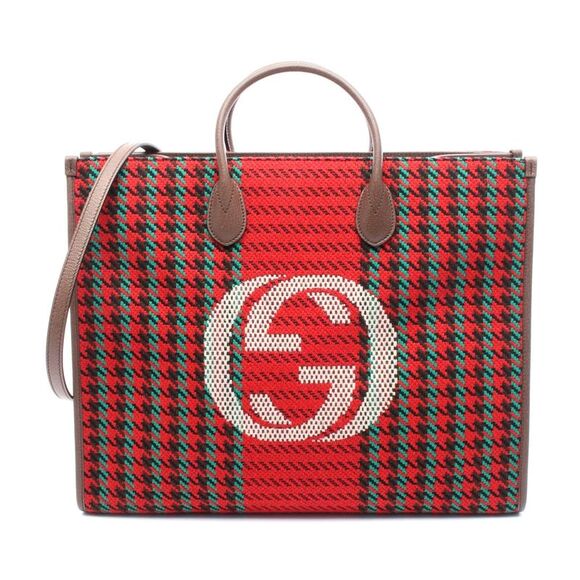 Gucci Interlocking G Tote Bag Fabric Leather - Picture 1 of 5
